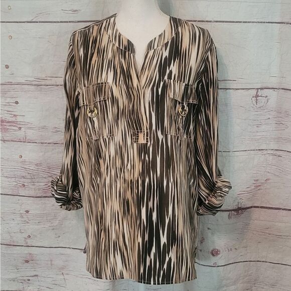 Diane von Furstenberg Danielle Silk Safari Blouse Size 10 - Picture 1 of 7